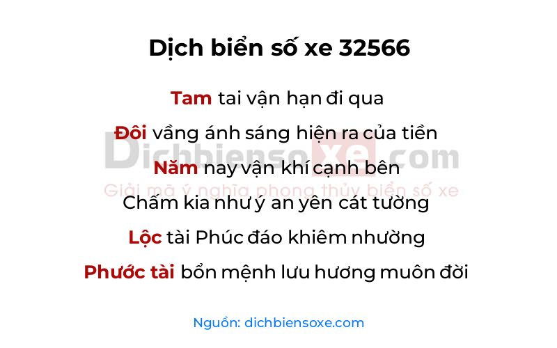 Dịch thơ biển số 32566