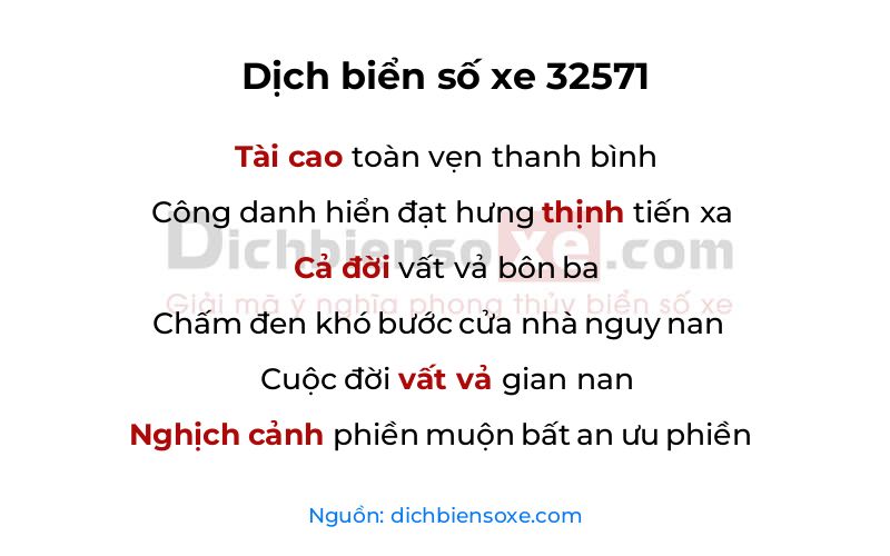 Dịch thơ biển số 32571