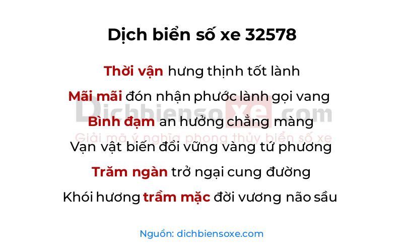 Dịch thơ biển số 32578