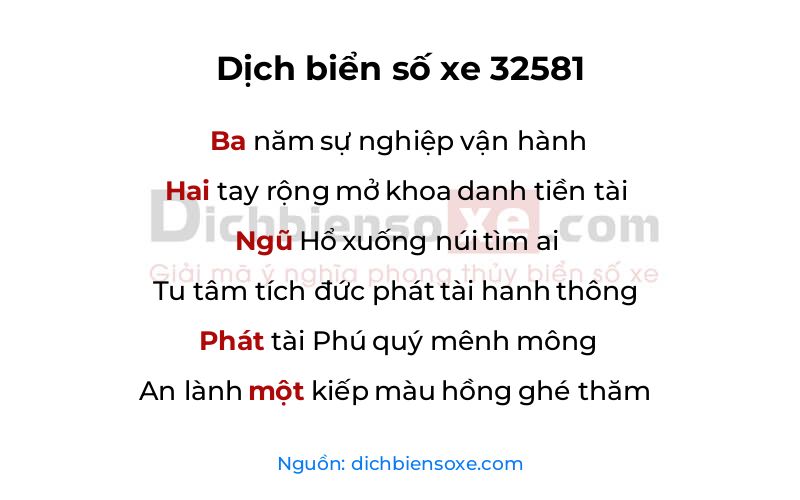 Dịch thơ biển số 32581