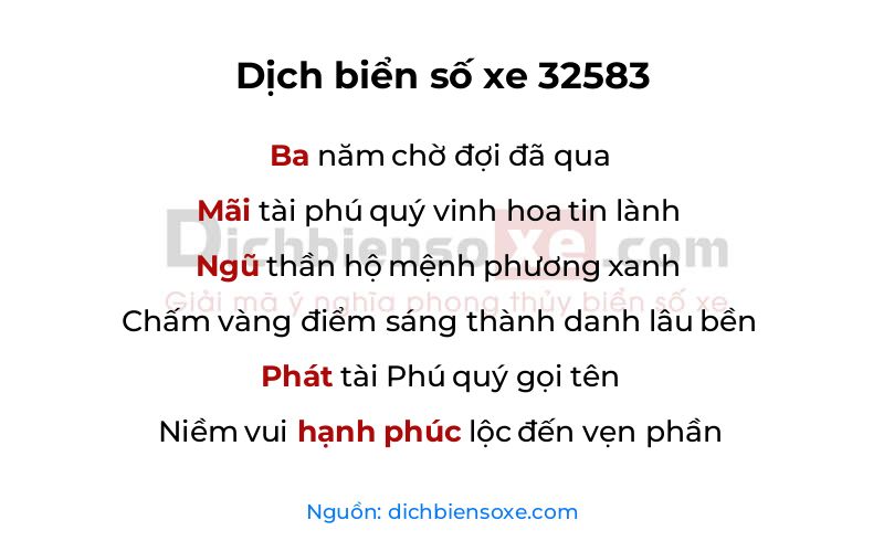 Dịch thơ biển số 32583