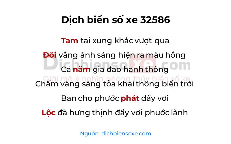 Dịch thơ biển số 32586