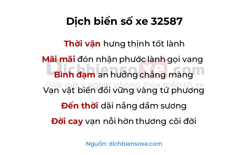 Dịch thơ biển số 32587