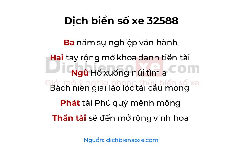 Dịch thơ biển số 32588