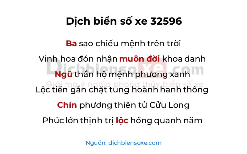 Dịch thơ biển số 32596