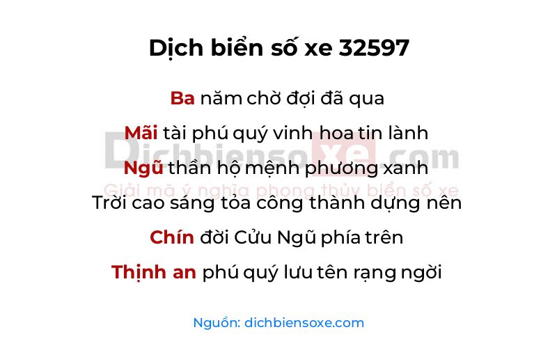 Dịch thơ biển số 32597