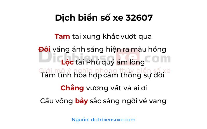 Dịch thơ biển số 32607