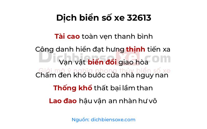 Dịch thơ biển số 32613