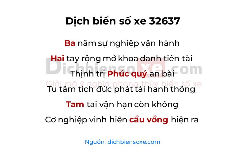 Dịch thơ biển số 32637