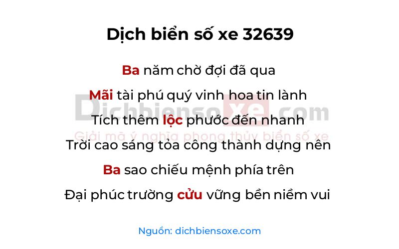Dịch thơ biển số 32639