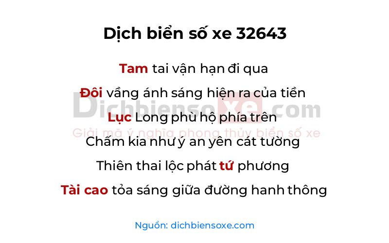 Dịch thơ biển số 32643