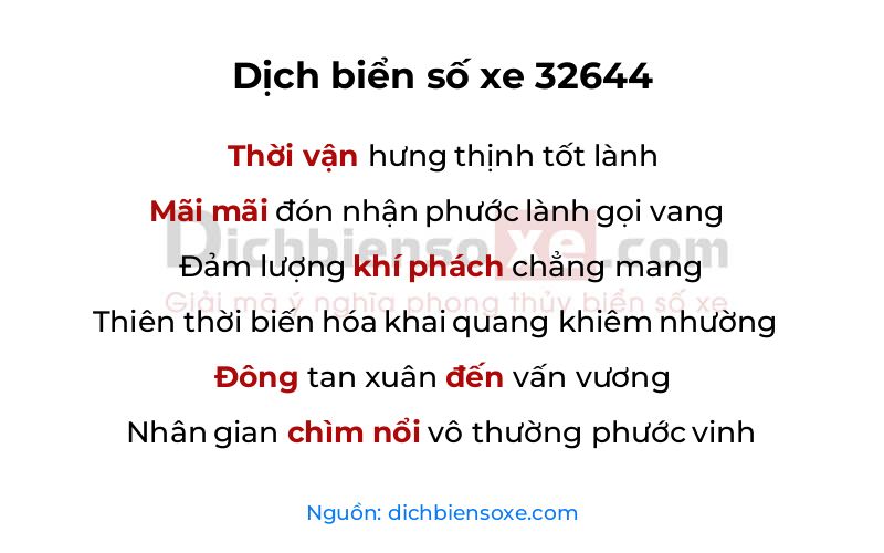 Dịch thơ biển số 32644