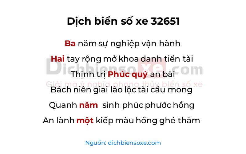Dịch thơ biển số 32651