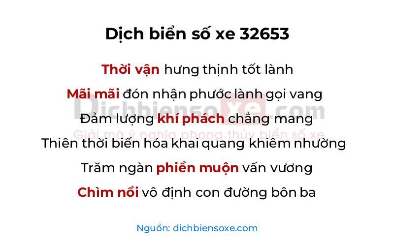 Dịch thơ biển số 32653