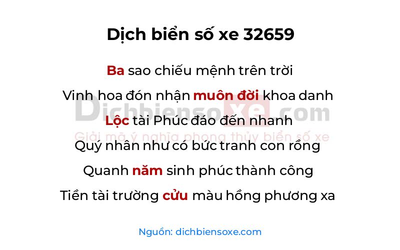 Dịch thơ biển số 32659