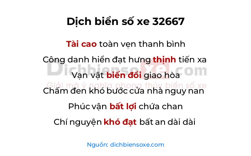Dịch thơ biển số 32667