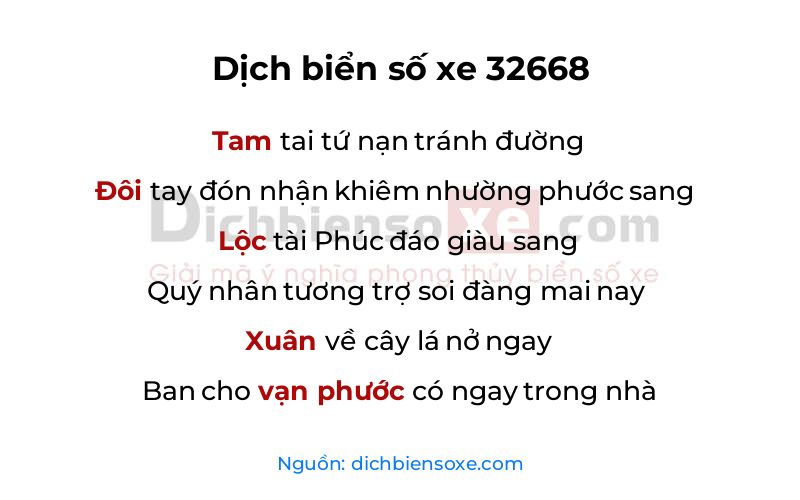 Dịch thơ biển số 32668