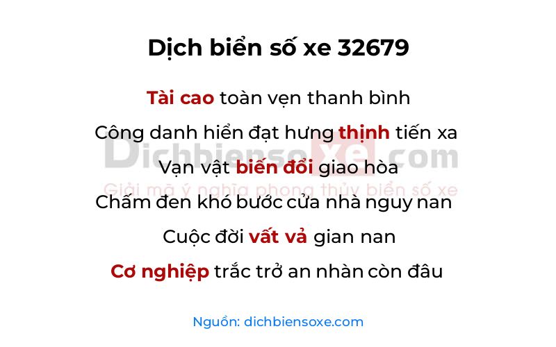Dịch thơ biển số 32679