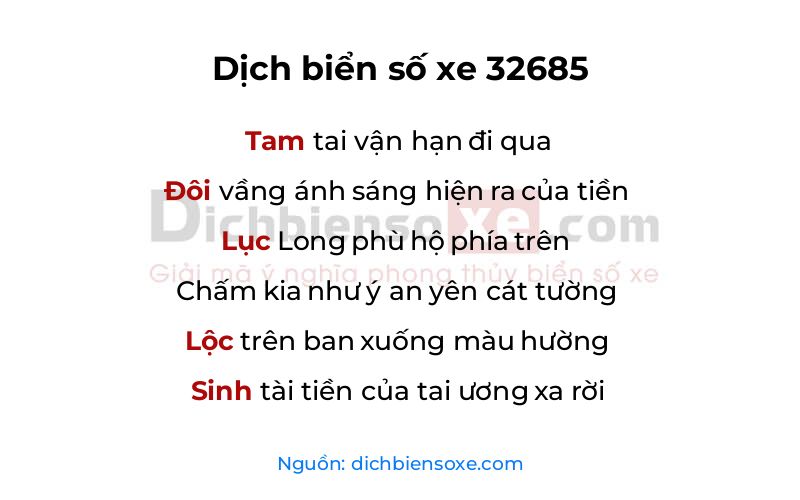 Dịch thơ biển số 32685