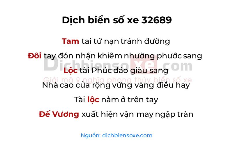 Dịch thơ biển số 32689