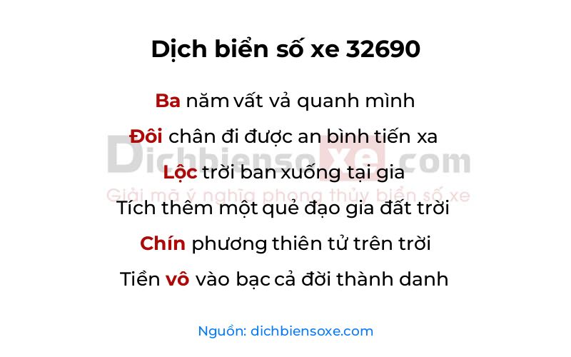 Dịch thơ biển số 32690