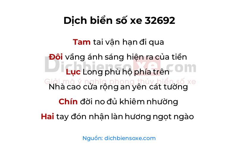 Dịch thơ biển số 32692