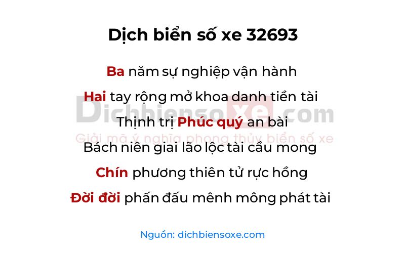 Dịch thơ biển số 32693