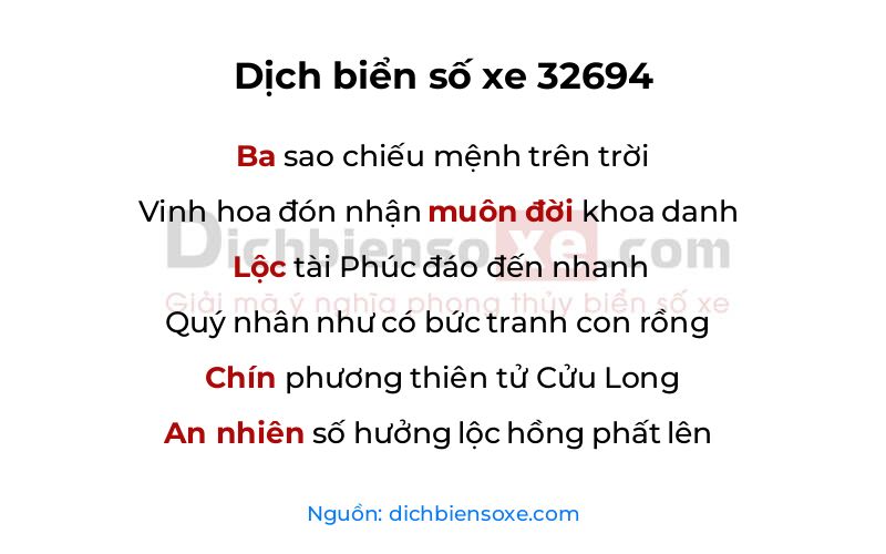 Dịch thơ biển số 32694
