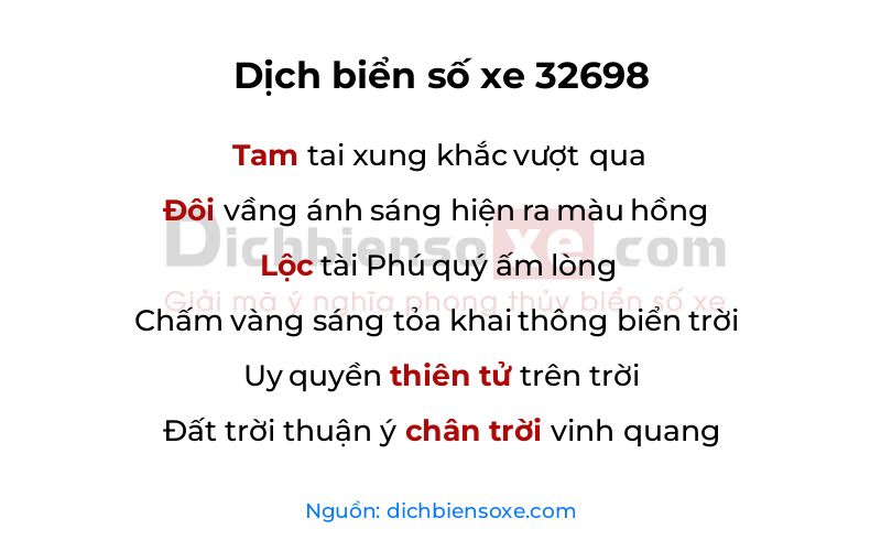 Dịch thơ biển số 32698