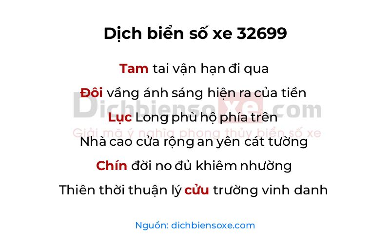 Dịch thơ biển số 32699