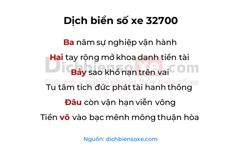 Dịch thơ biển số 32700