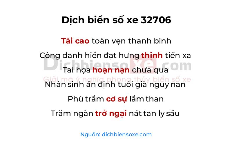 Dịch thơ biển số 32706