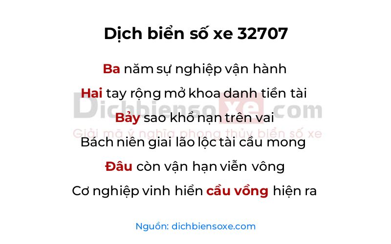 Dịch thơ biển số 32707