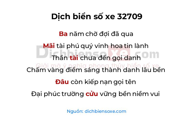 Dịch thơ biển số 32709