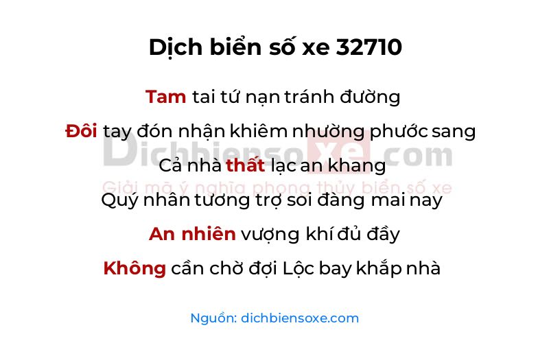 Dịch thơ biển số 32710