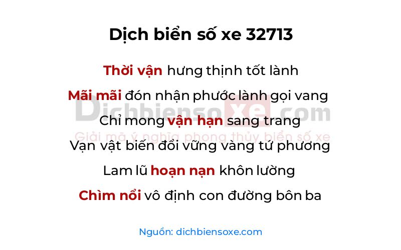 Dịch thơ biển số 32713
