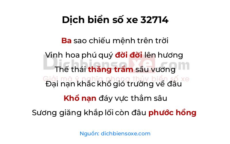 Dịch thơ biển số 32714
