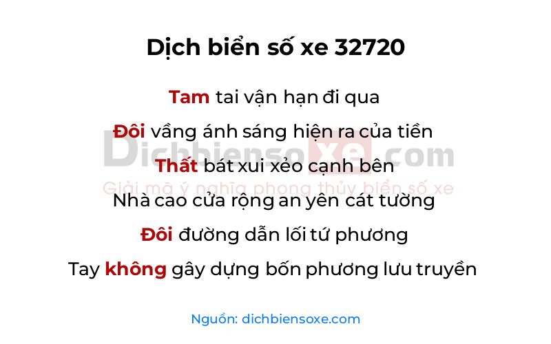 Dịch thơ biển số 32720
