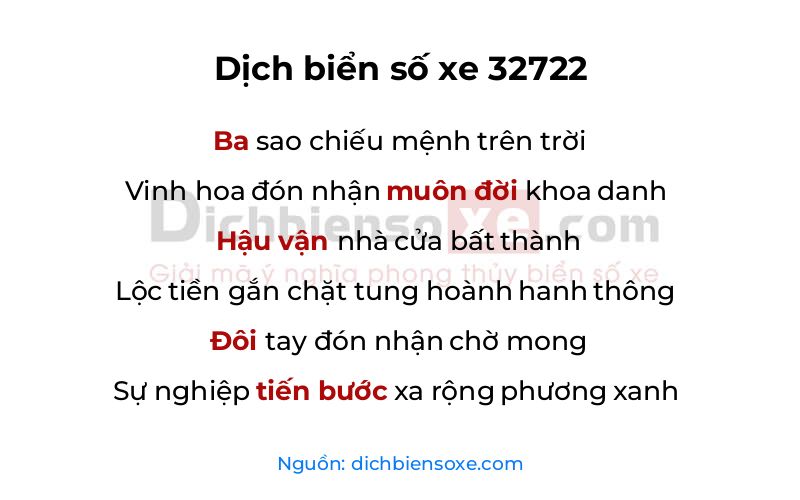 Dịch thơ biển số 32722