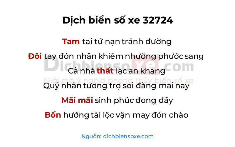 Dịch thơ biển số 32724