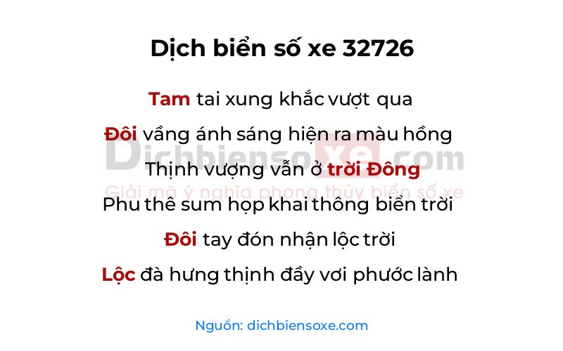 Dịch thơ biển số 32726