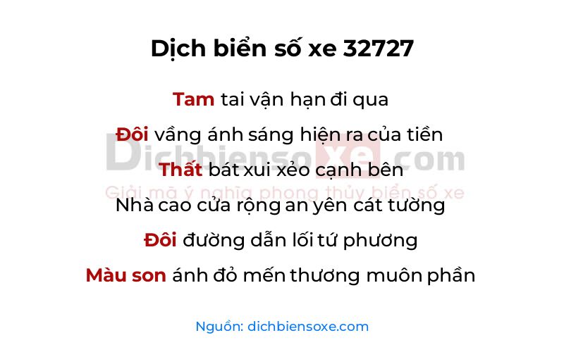 Dịch thơ biển số 32727