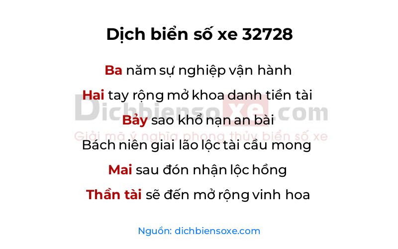 Xem ý nghĩa phong thủy biển số xe 32728 (Mãi Phất Mãi Phát)