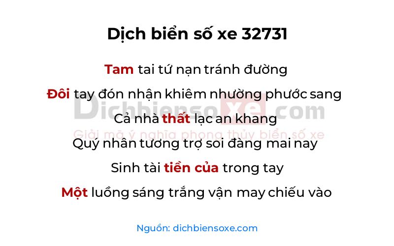 Dịch thơ biển số 32731
