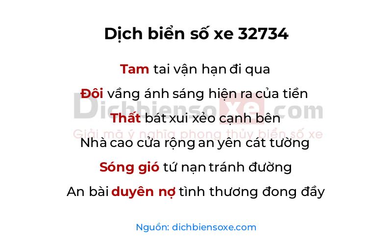 Dịch thơ biển số 32734