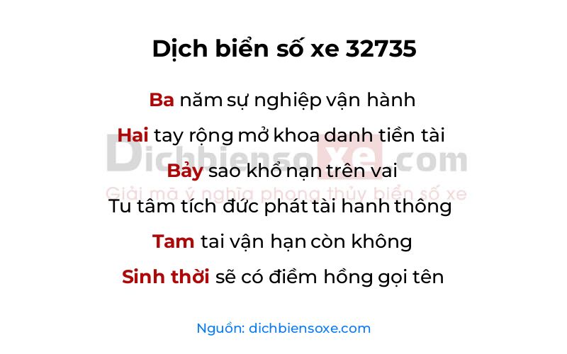 Dịch thơ biển số 32735