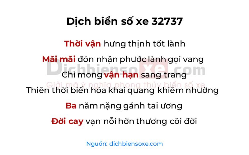 Dịch thơ biển số 32737