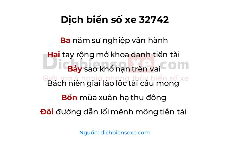 Dịch thơ biển số 32742