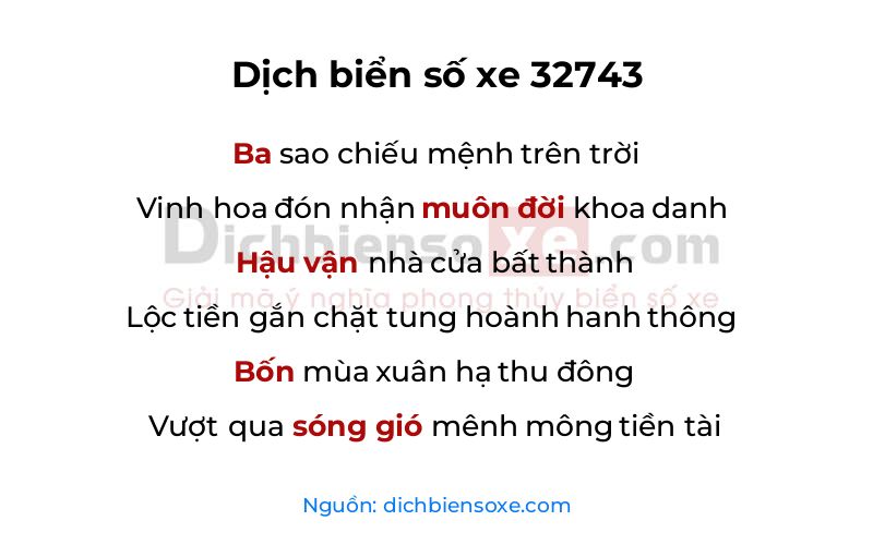 Dịch thơ biển số 32743