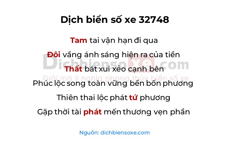 Dịch thơ biển số 32748